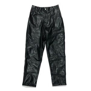 Russel Rainey Womens Size M Black Leather High Waisted Ankle Pants